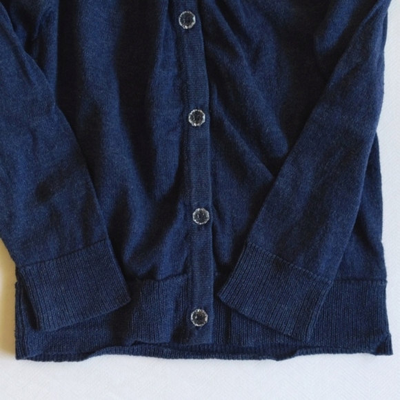 cherokee navy blue fine knit cardigan sweater with tulle bow 2T toddler girls - Picture 6 of 7